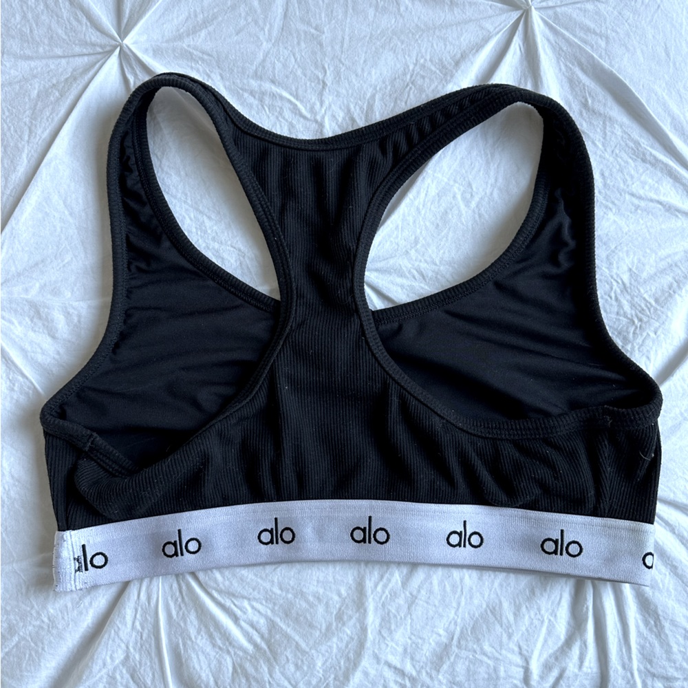 Alo yoga Black  icon ribbed bra